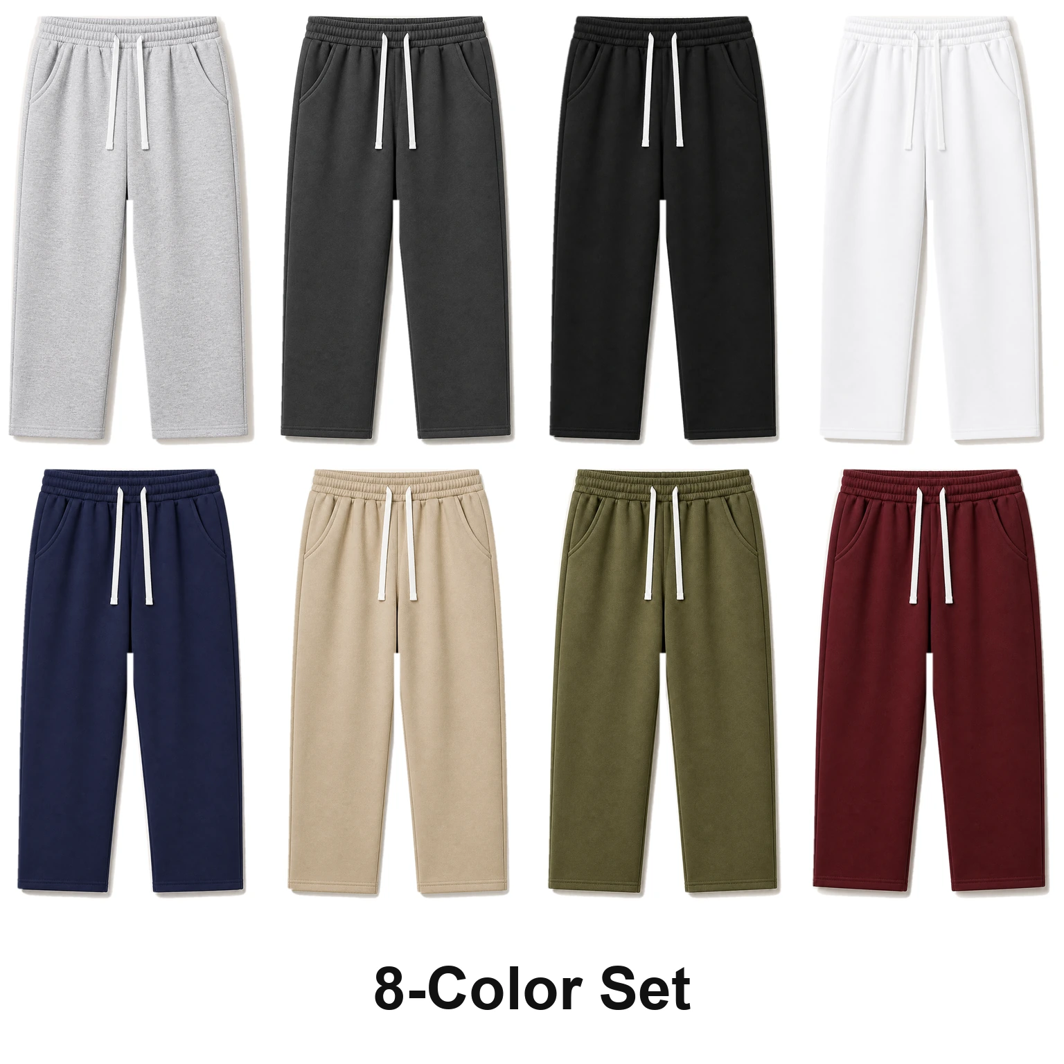 8-Color Set men's brushed-interior drawstring sweatpants