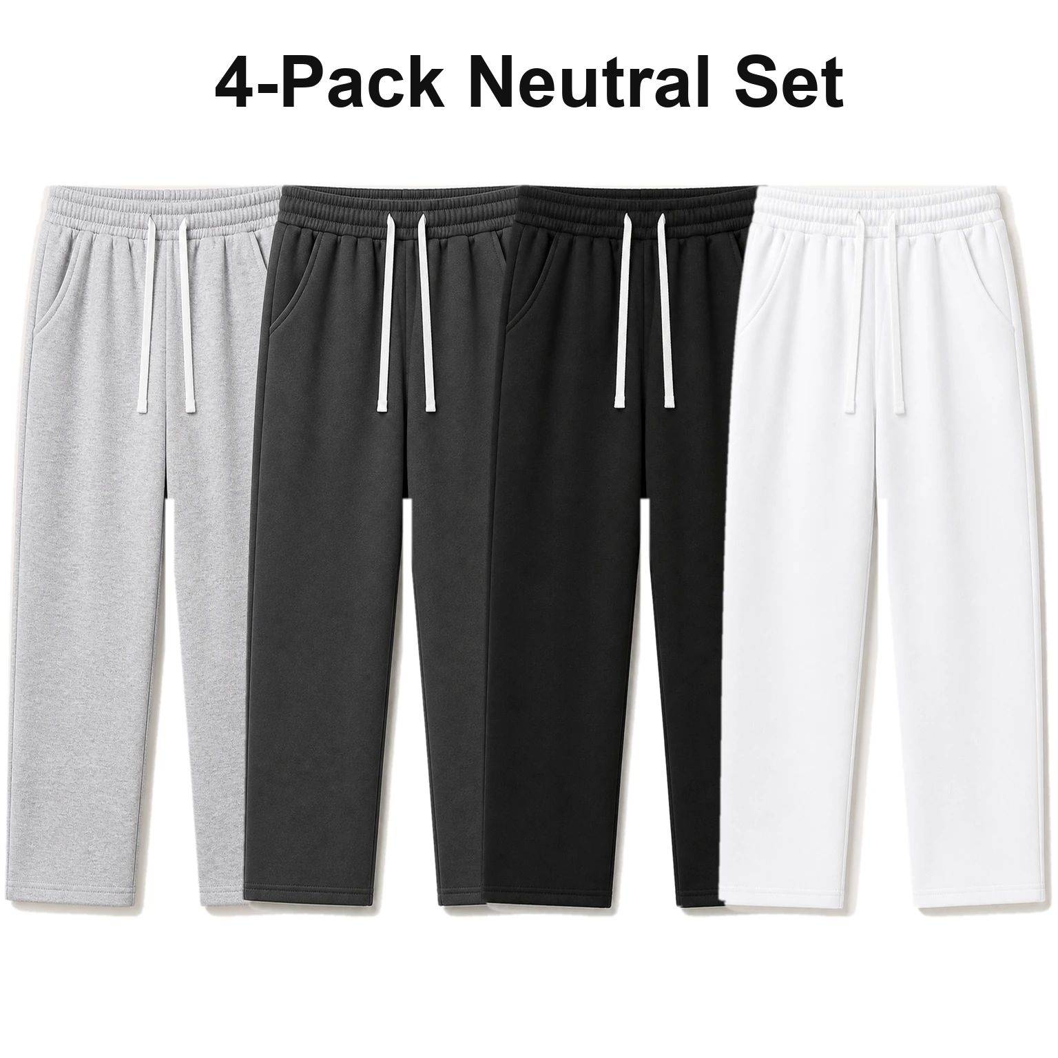 4-Pack Neutral Set men's brushed-interior drawstring sweatpants