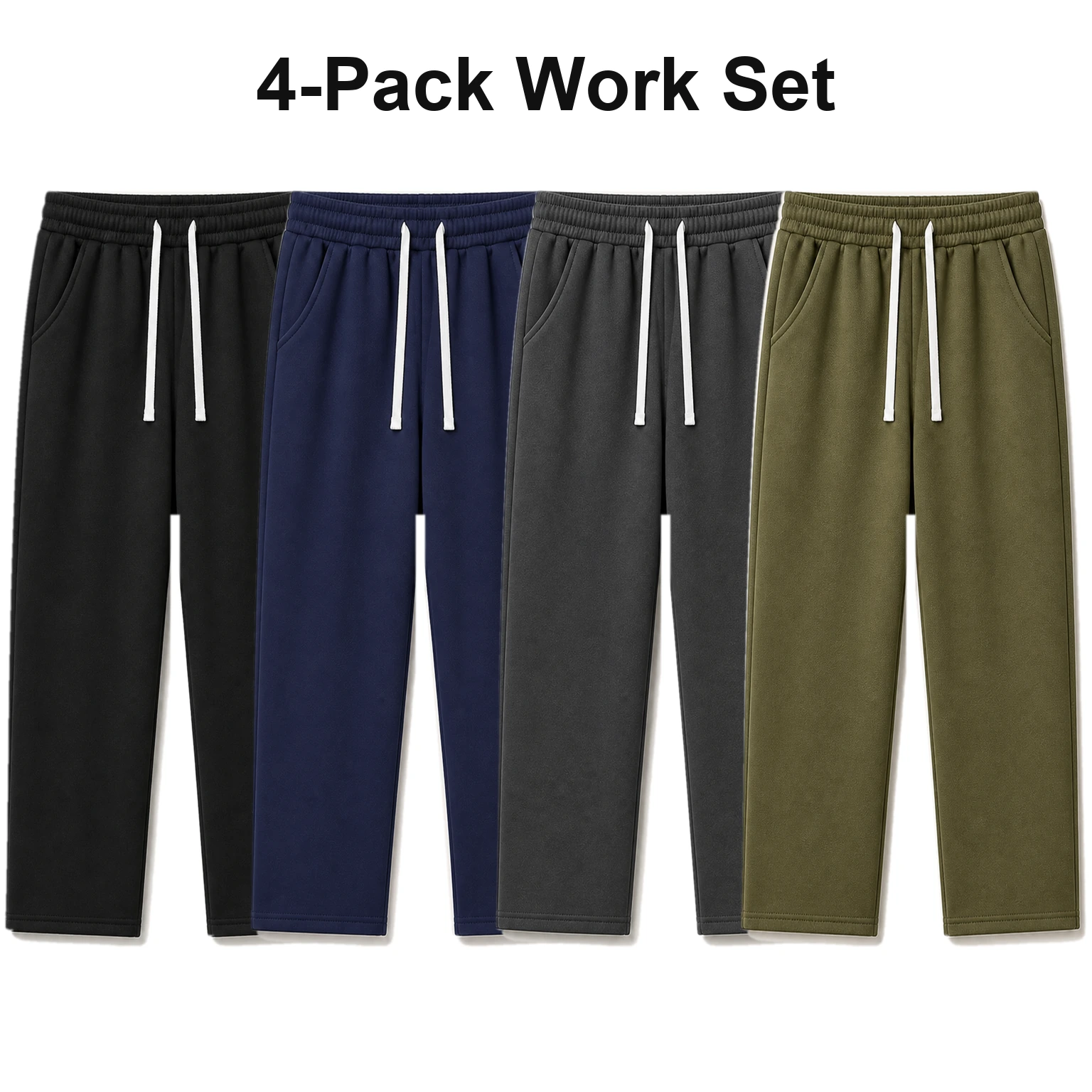4-Pack Work Set men's brushed-interior drawstring sweatpants