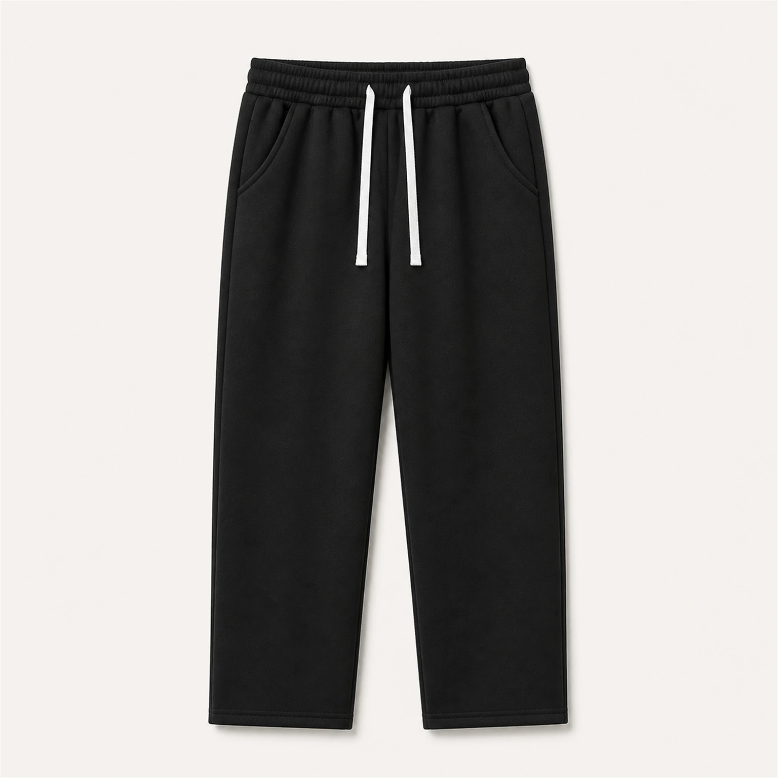 Black men's brushed-interior drawstring sweatpants
