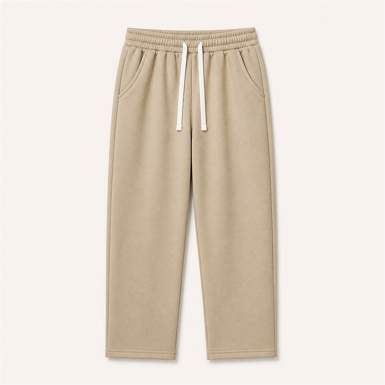 Khaki men's brushed-interior drawstring sweatpants