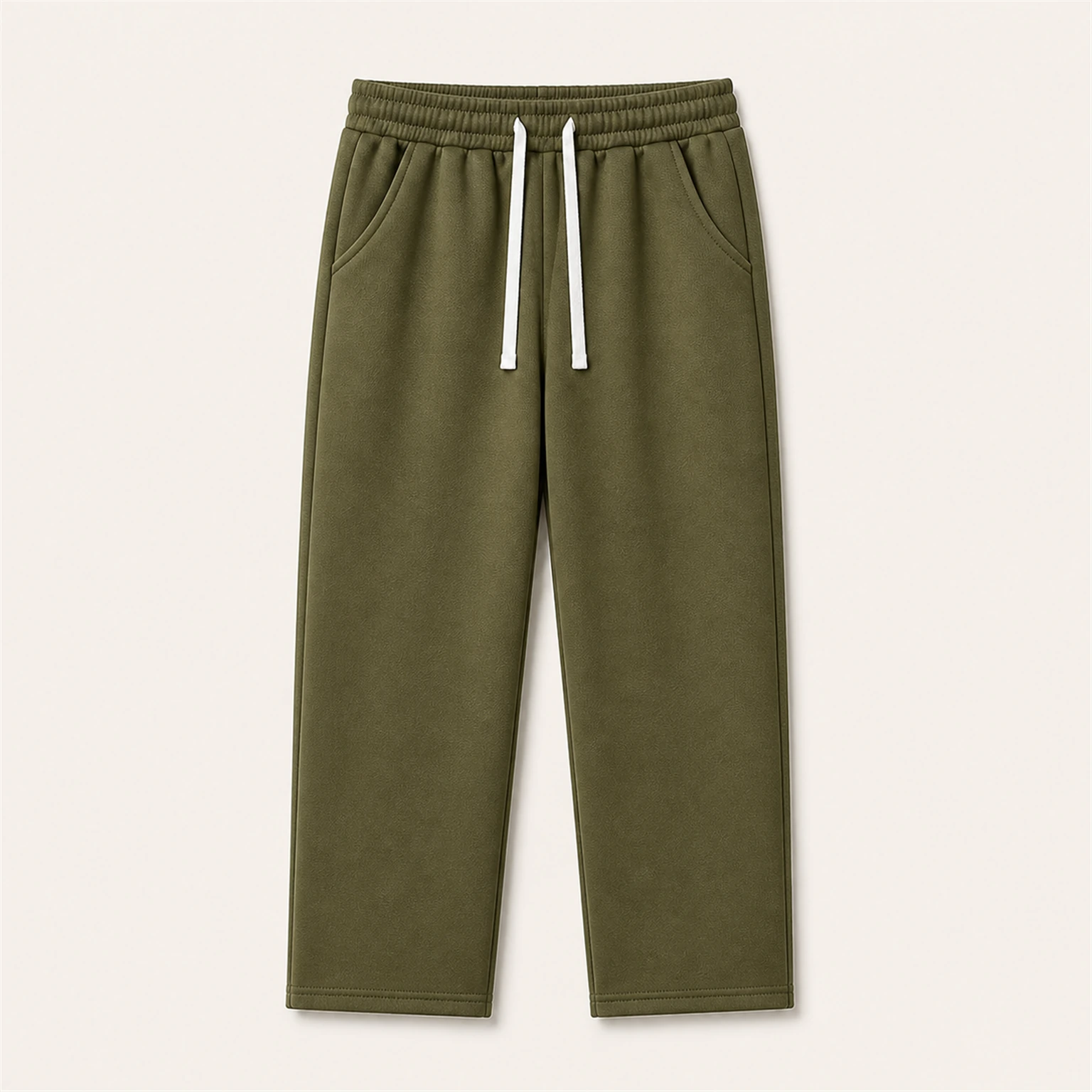 Olive Green men's brushed-interior drawstring sweatpants