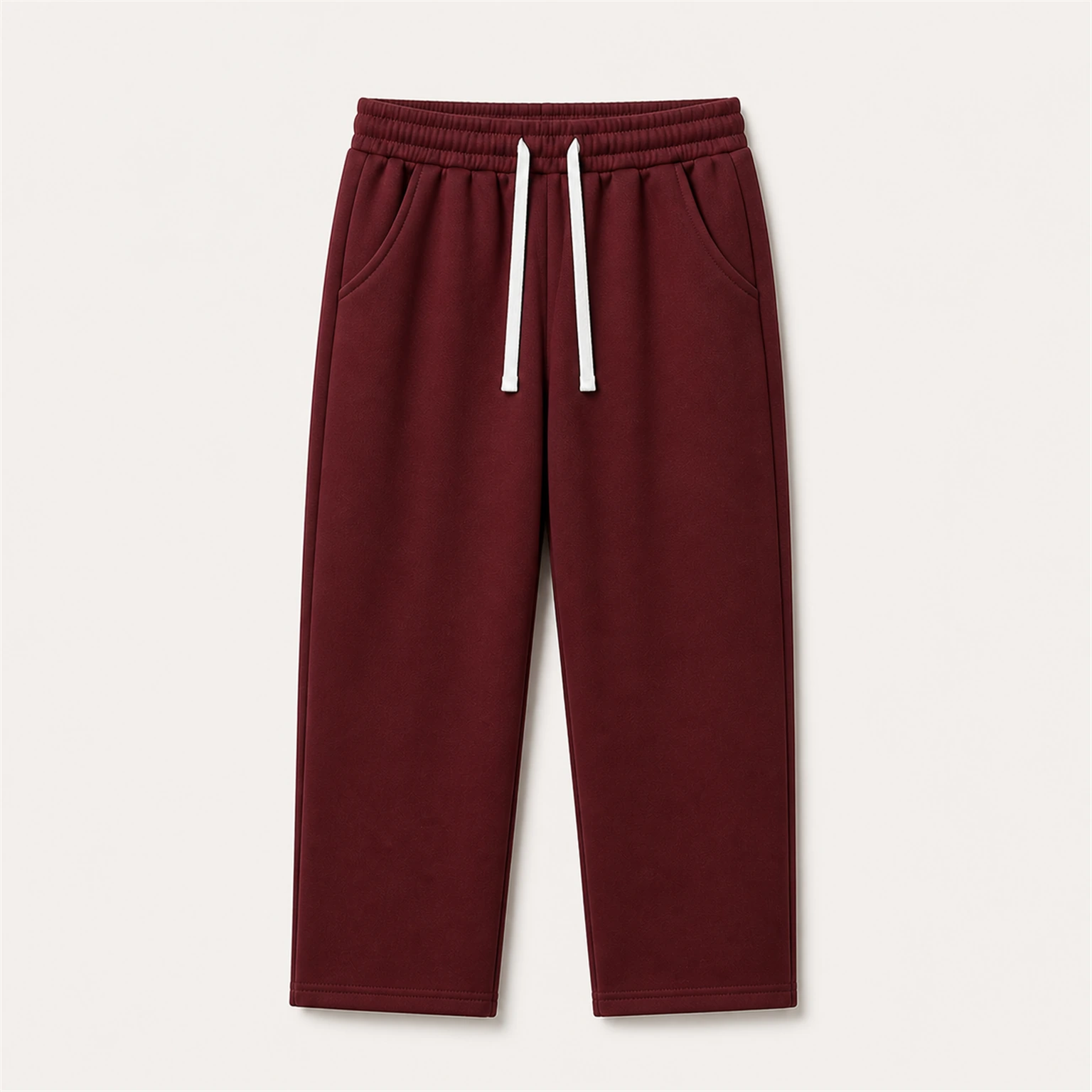 Burgundy men's brushed-interior drawstring sweatpants