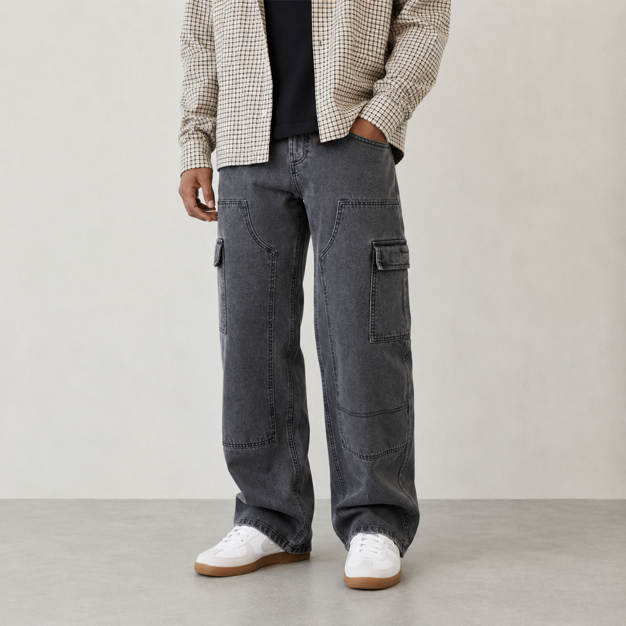 Men's Cargo Pocket Wide-Leg Denim Jeans 3-Pack