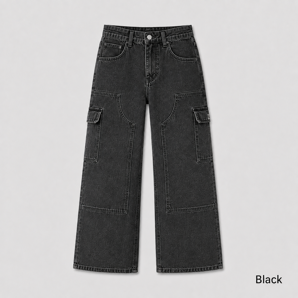 Men's Cargo Pocket Wide-Leg Denim Jeans 3-Pack