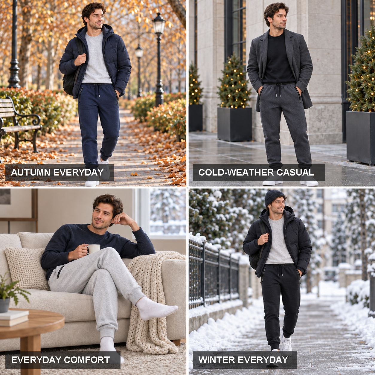 Men's polar fleece joggers for cold-weather everyday wear