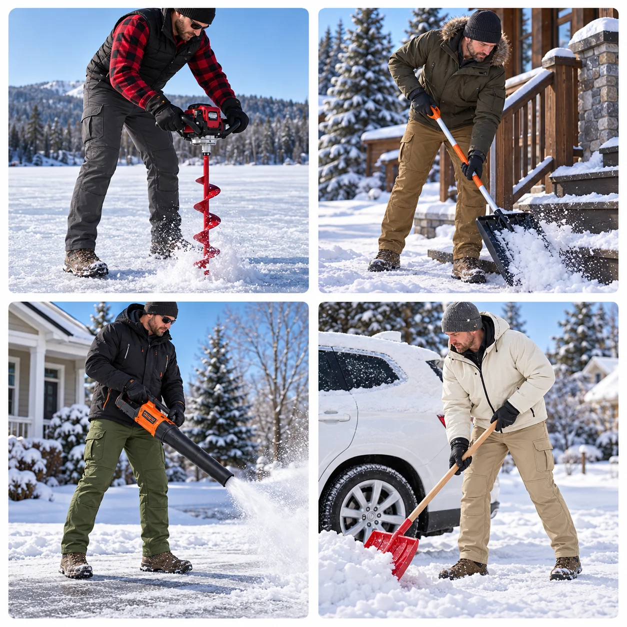 Fleece-lined cargo pants worn during winter outdoor activities