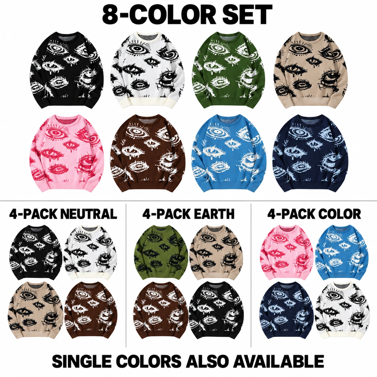 Complete eight-color set and three fixed four-pack combinations