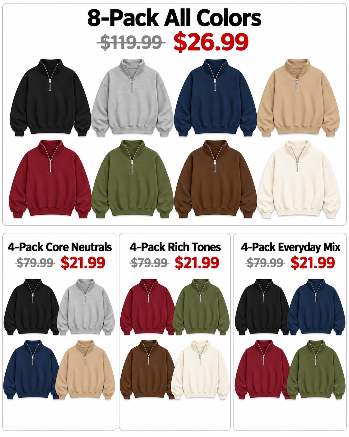 Eight-color set, three four-pack options and single-color choices