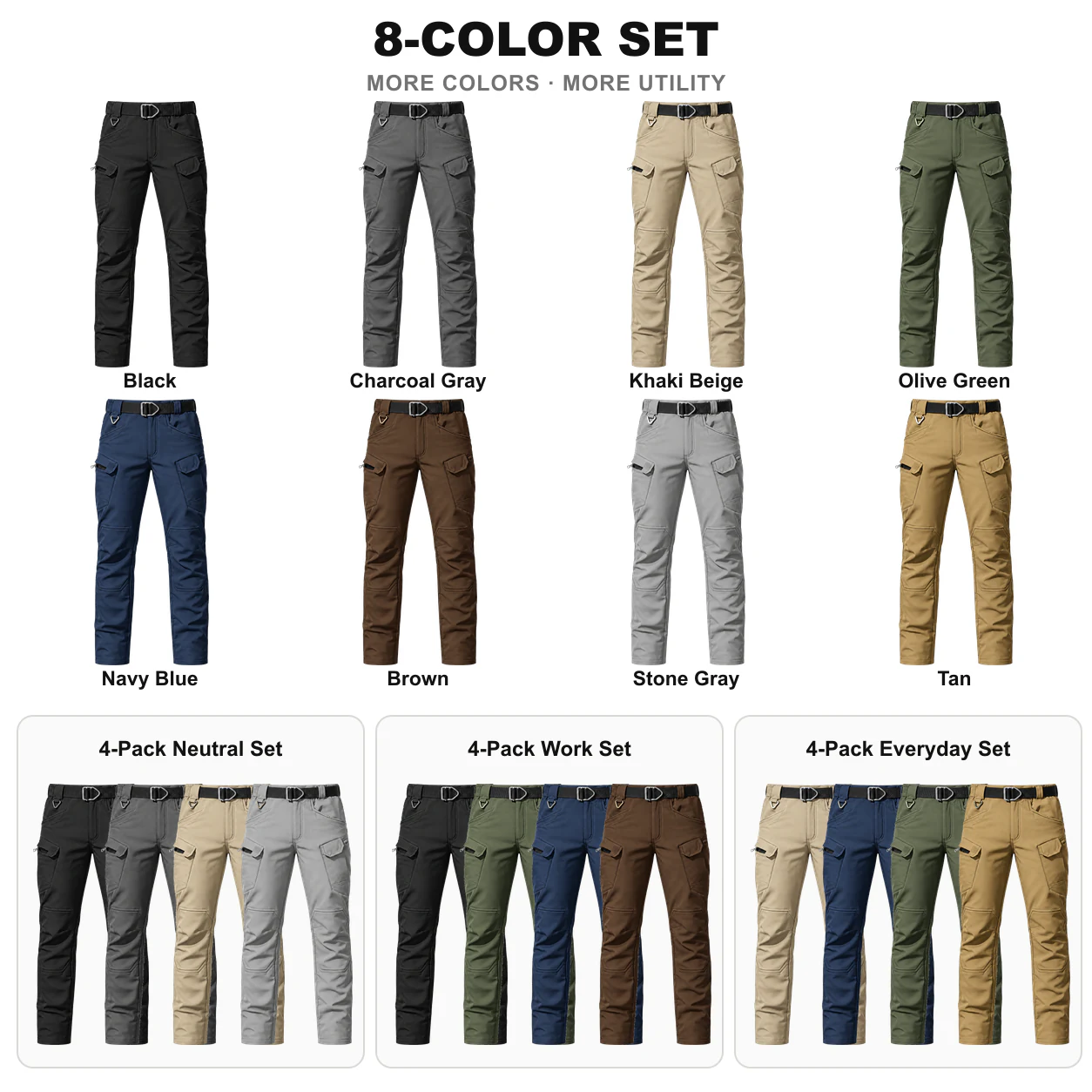 Eight single colors and three coordinated four-pack options