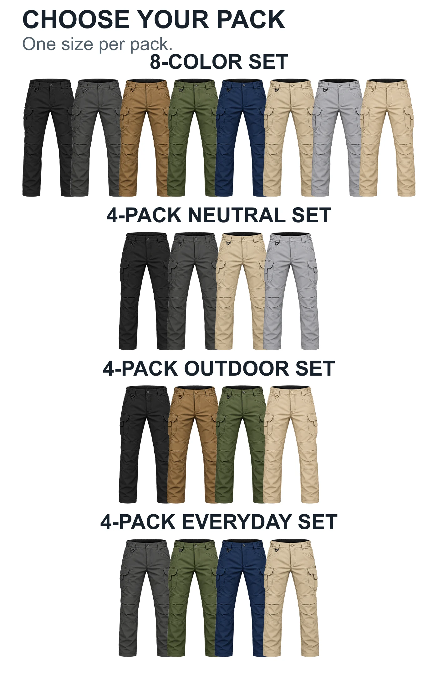 Eight-color set and three four-pack contents