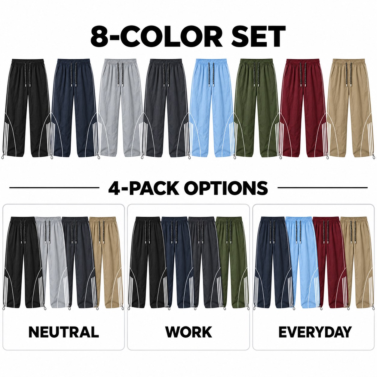 Eight-color set and three fixed four-pack options