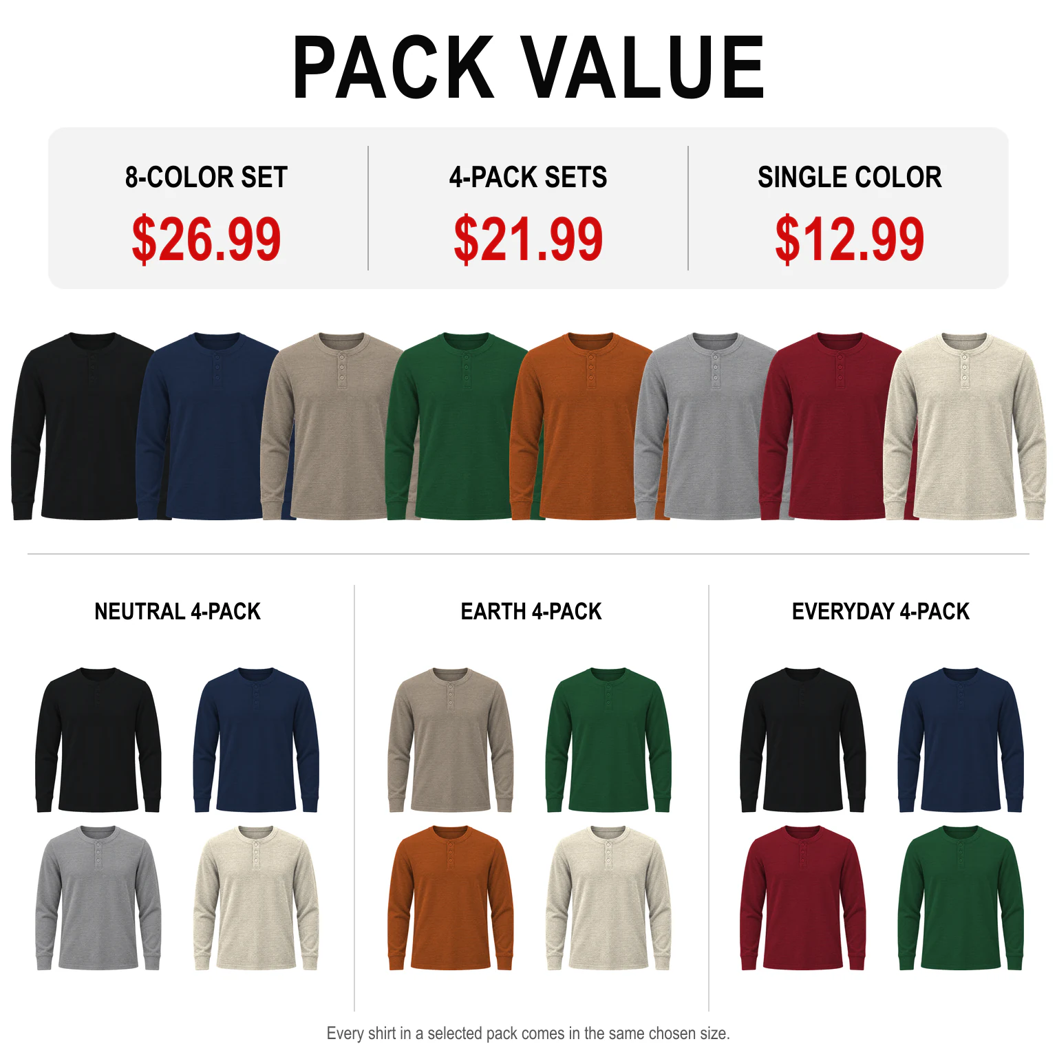 Eight-color set, three four-pack choices and single-color options