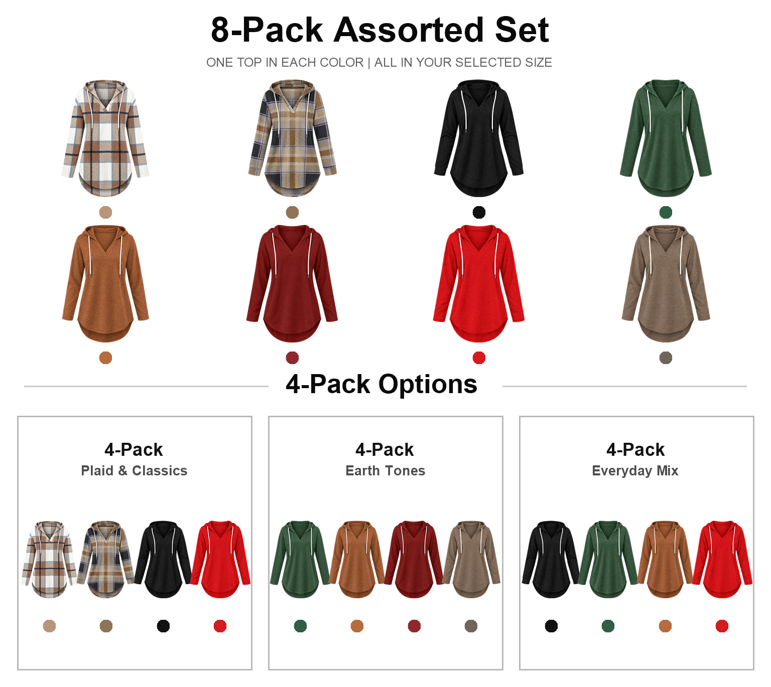 Eight single colors, complete eight-piece set and three coordinated four-piece set options