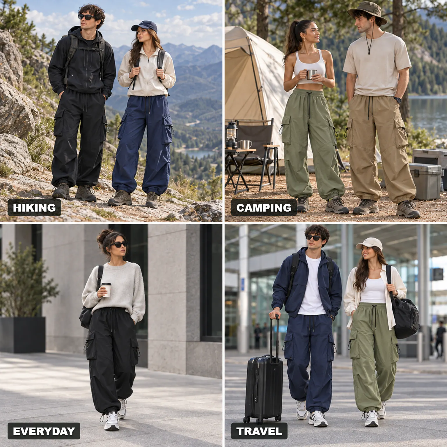Lightweight cargo pants for hiking, camping, everyday wear, and travel