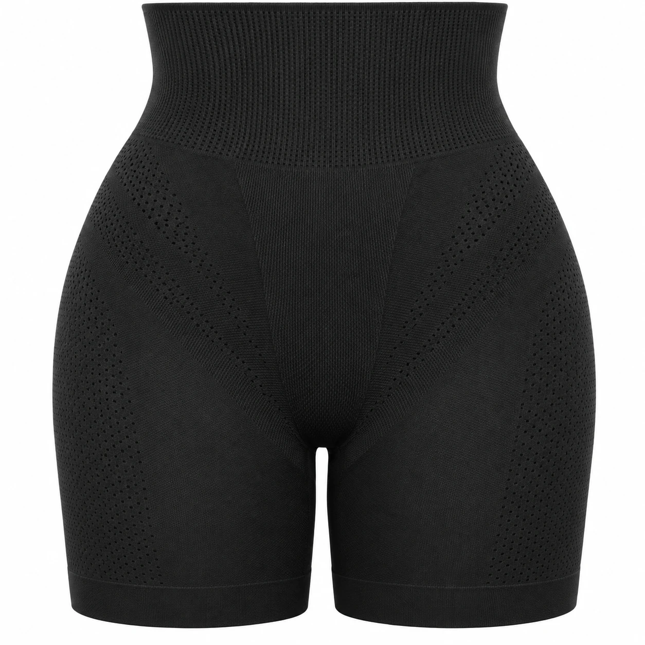 High waistband, stretch-knit texture and built-in gusset details