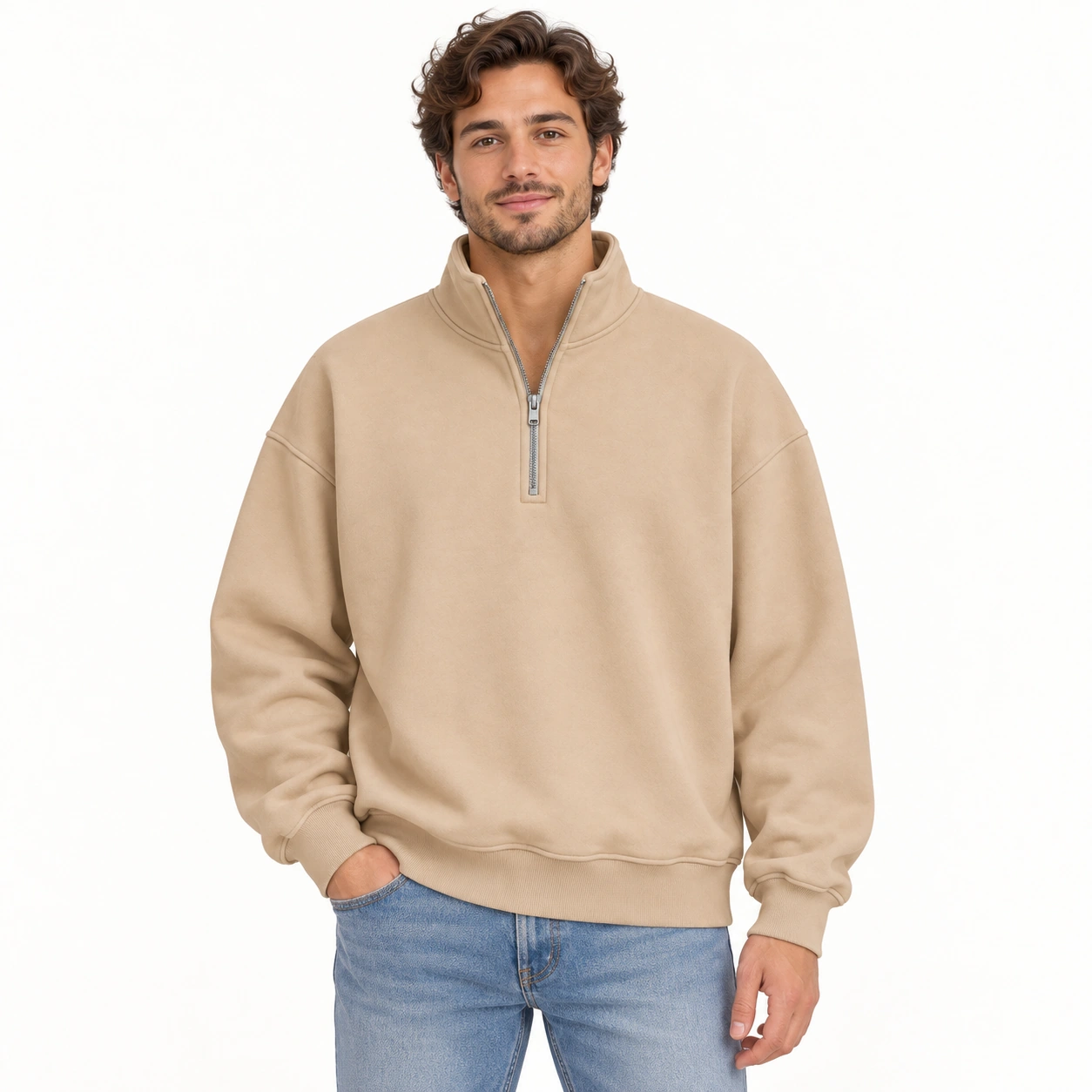 Unisex quarter-zip sweatshirt front view