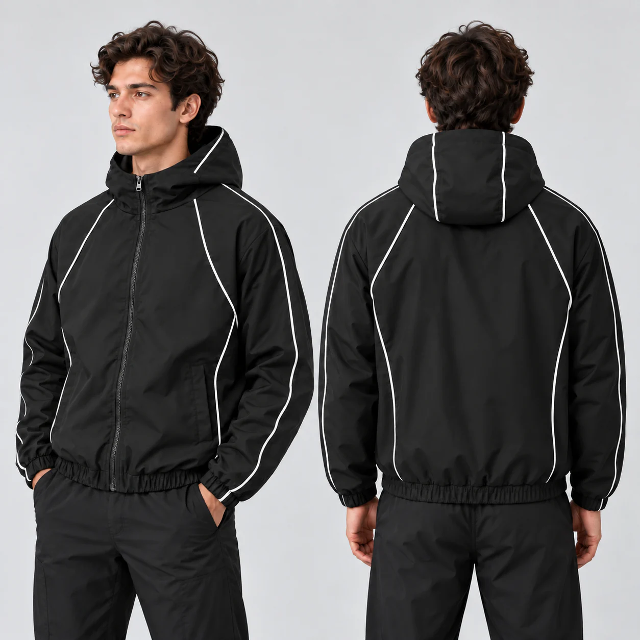 Jacket side and back views