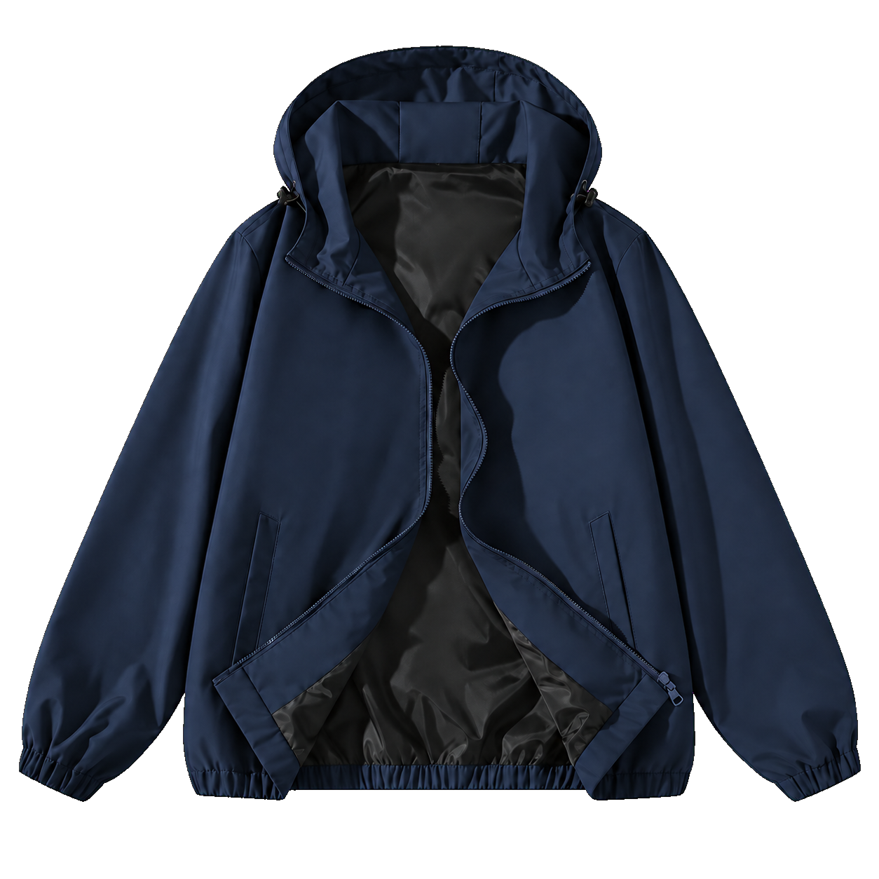 Dark Blue unisex hooded full-zip jacket