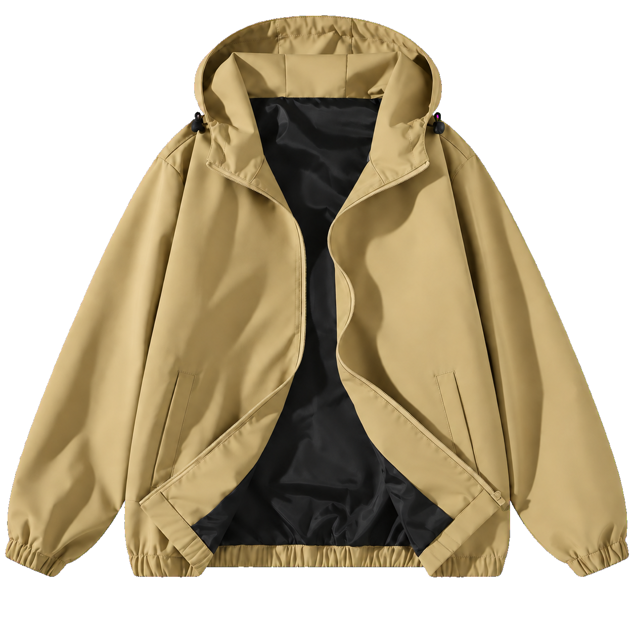 Dark Khaki unisex hooded full-zip jacket