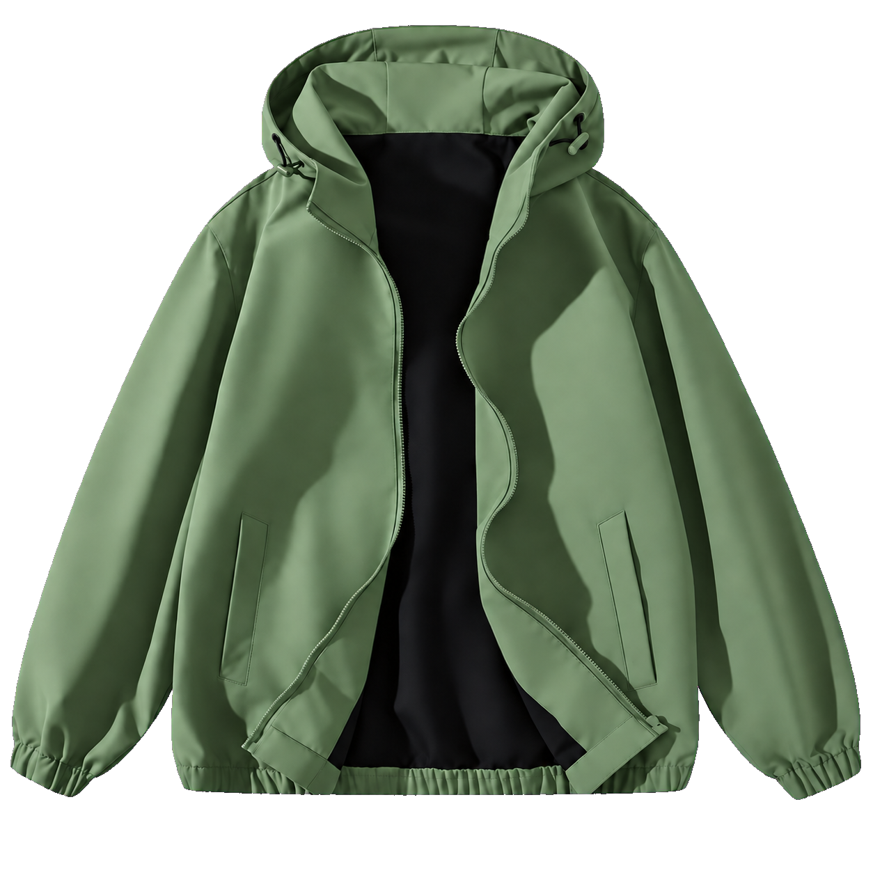 Military Green unisex hooded full-zip jacket