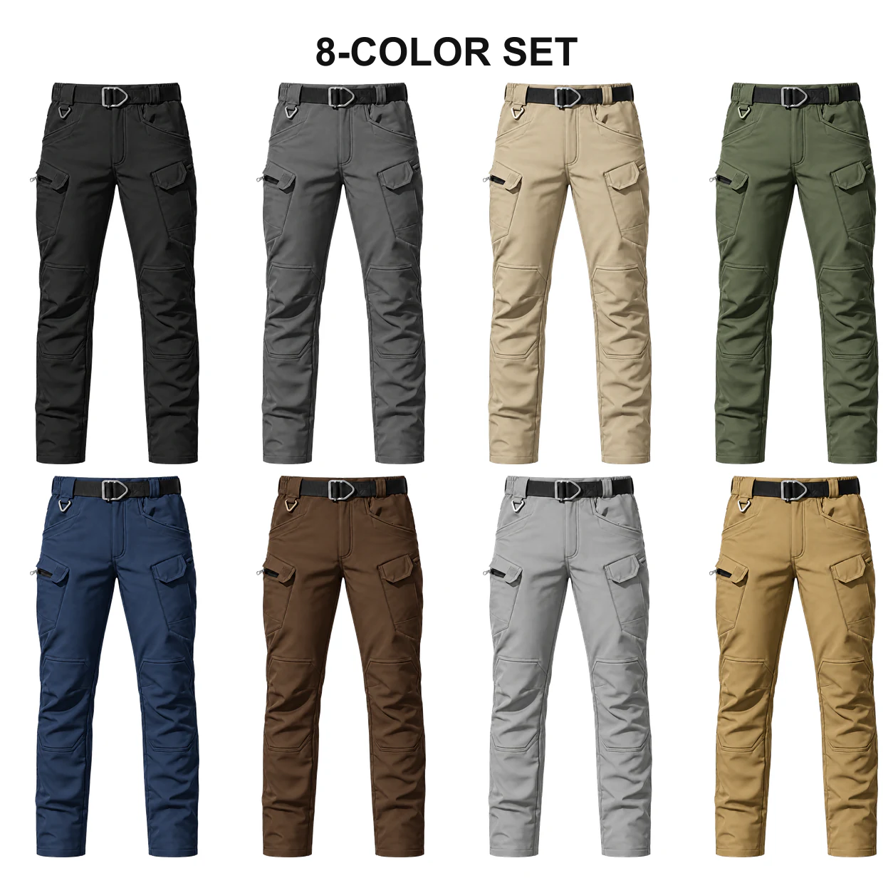 8-Color Set fleece-lined tactical cargo pants option