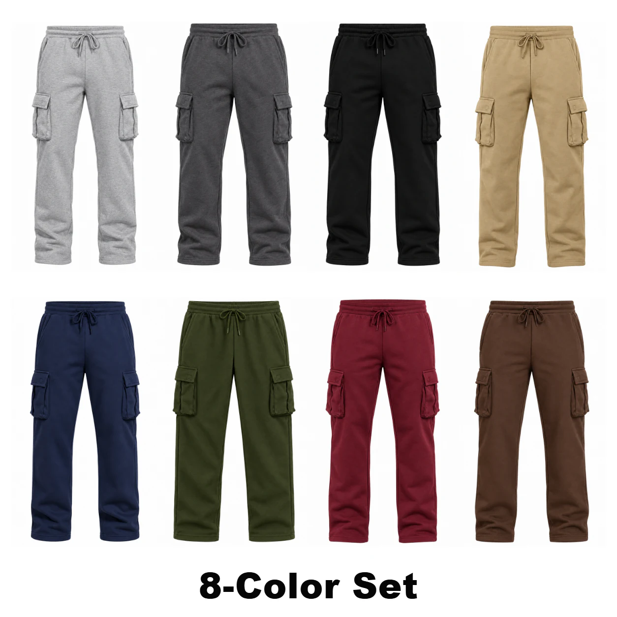 8-Color Set straight-leg cargo sweatpants option