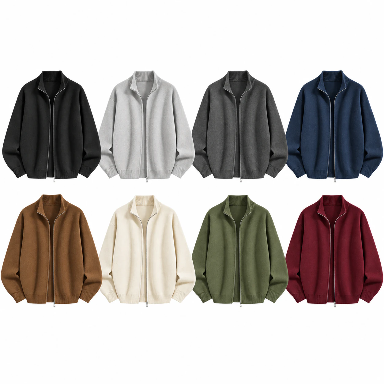 8-Color Set full-zip knit top option