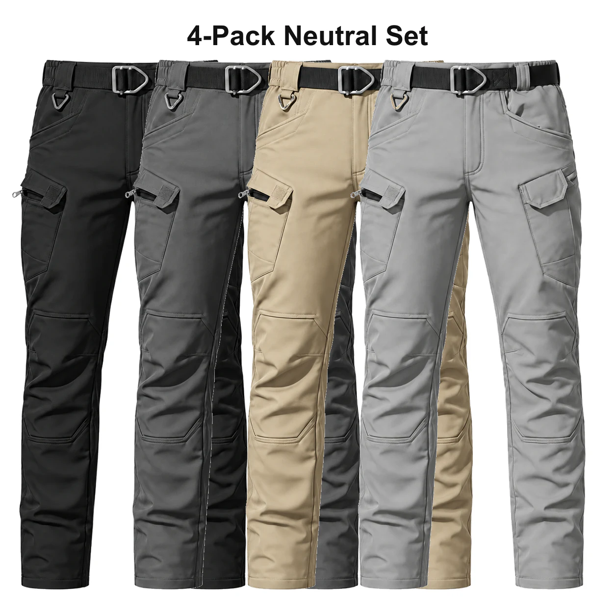 4-Pack Neutral Set fleece-lined tactical cargo pants option