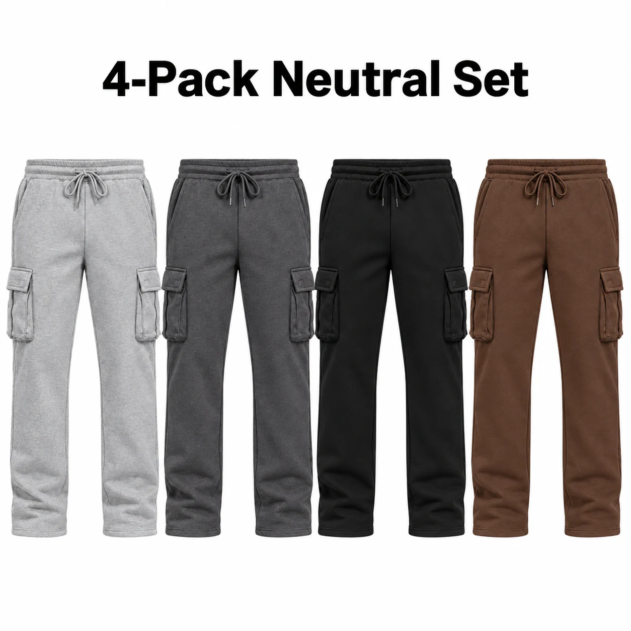 4-Pack Neutral Set straight-leg cargo sweatpants option