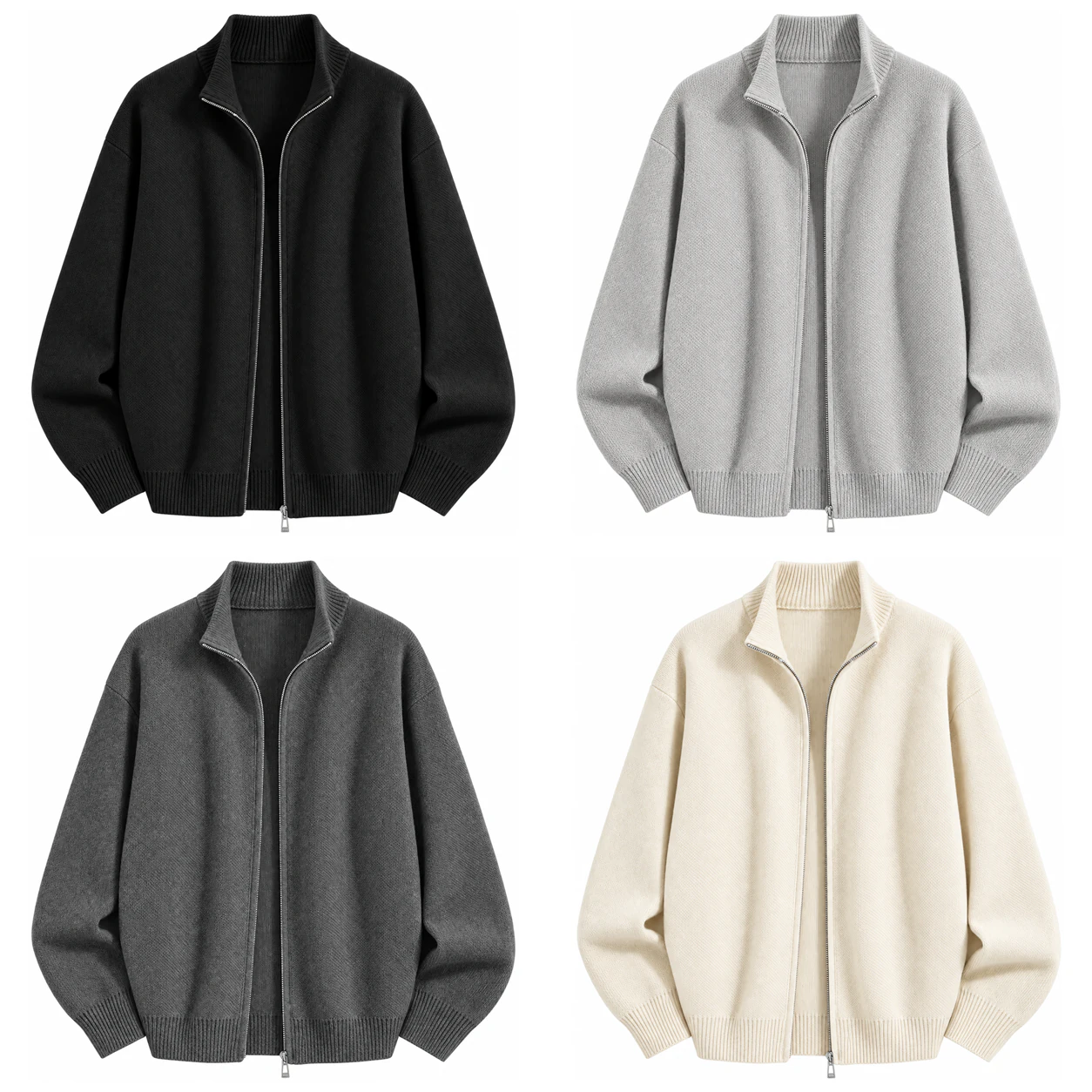 4-Pack Neutral Set full-zip knit top option