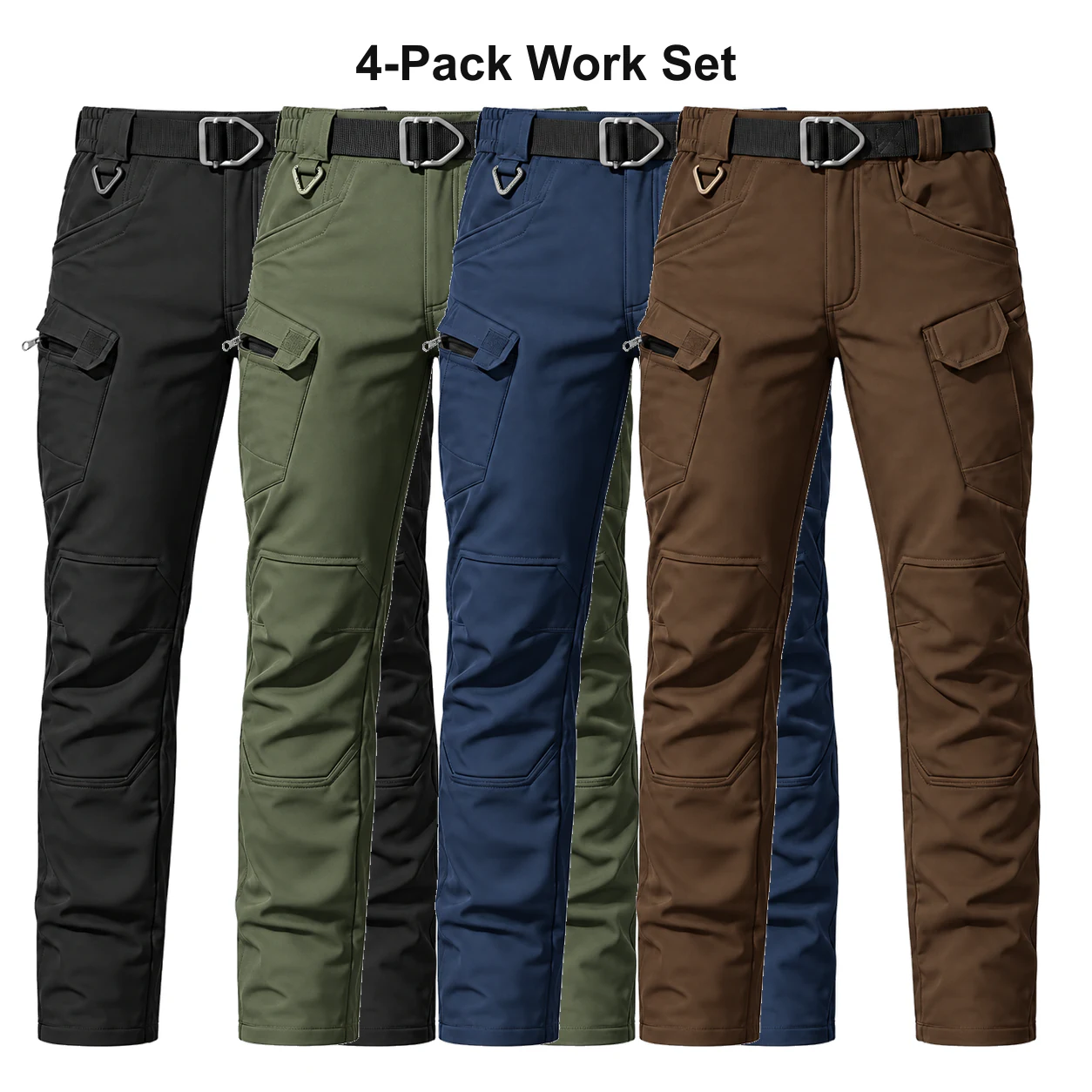 4-Pack Work Set fleece-lined tactical cargo pants option