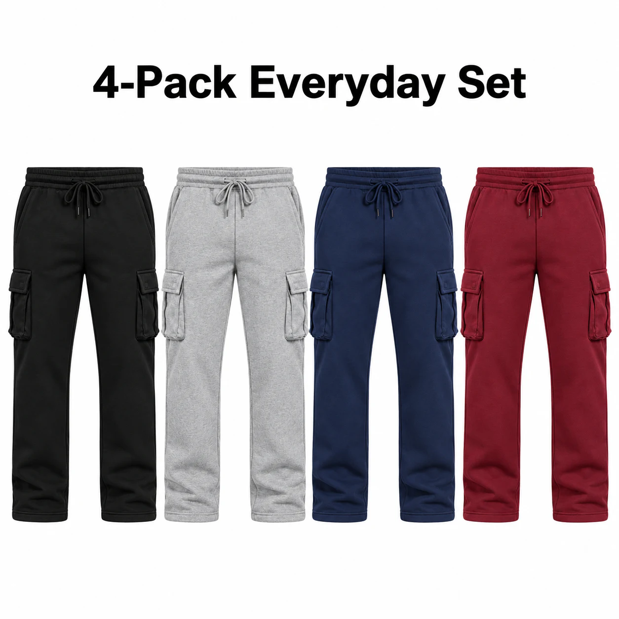 4-Pack Everyday Set straight-leg cargo sweatpants option