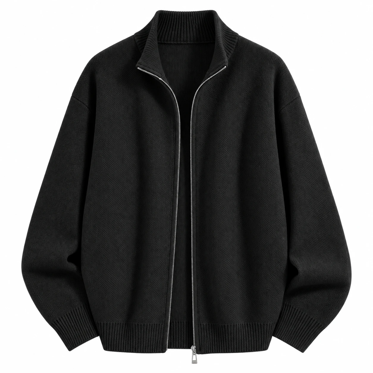 Black full-zip knit top option