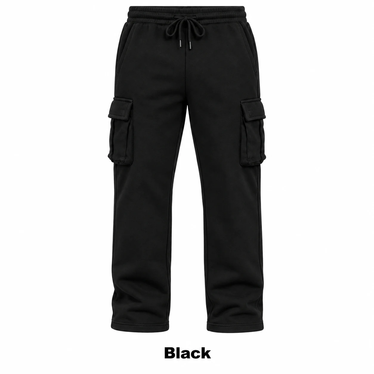 Black straight-leg cargo sweatpants option