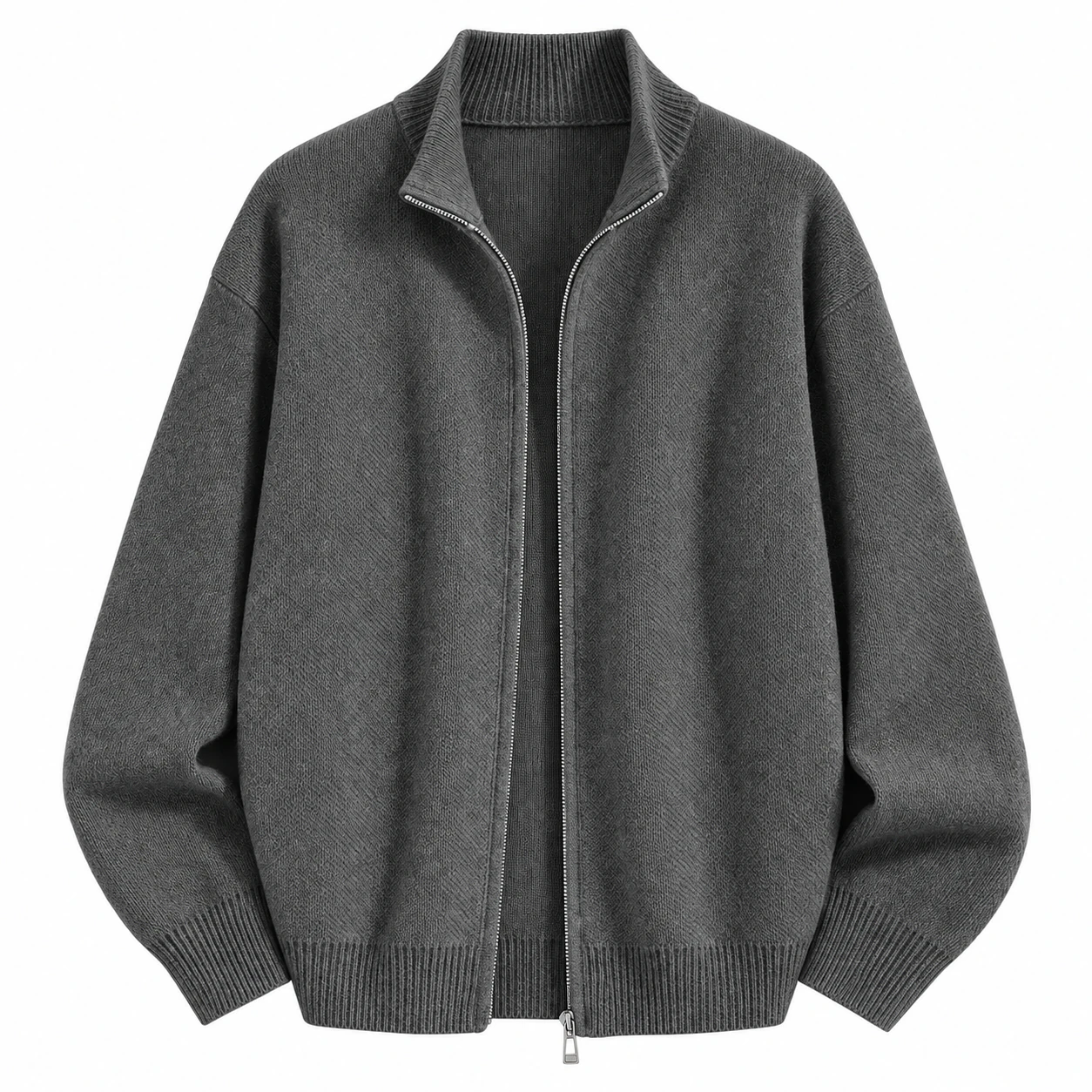 Dark Gray full-zip knit top option