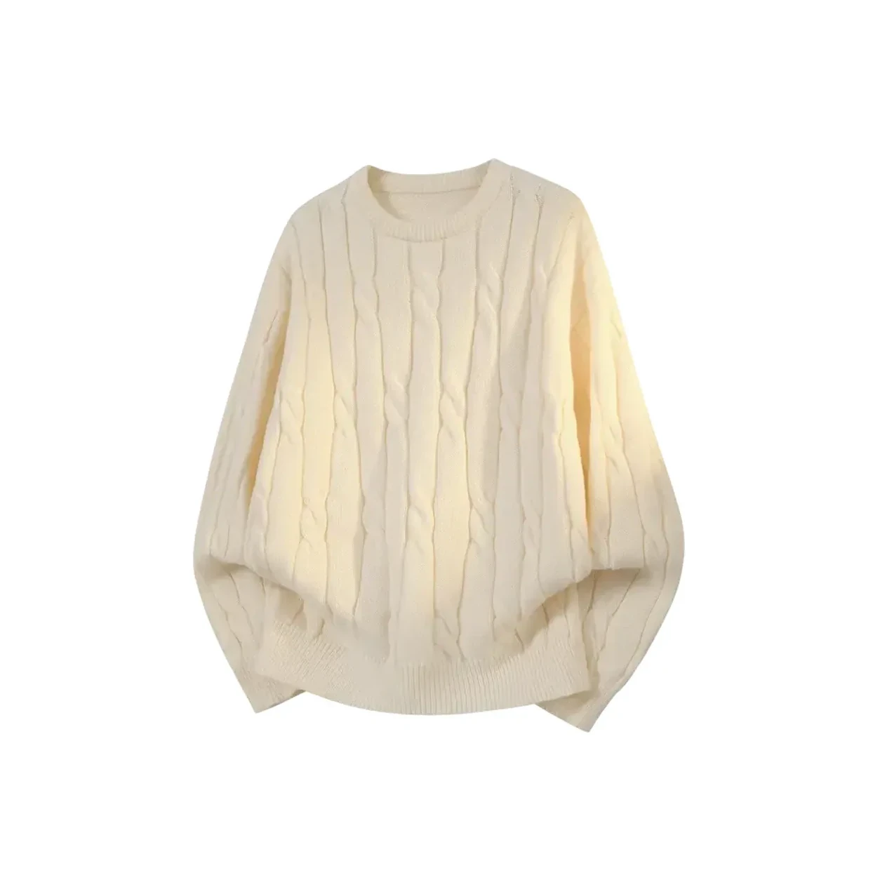 Cream cable-knit crewneck sweater option