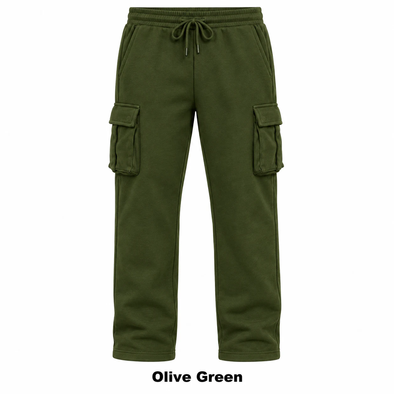 Olive Green straight-leg cargo sweatpants option
