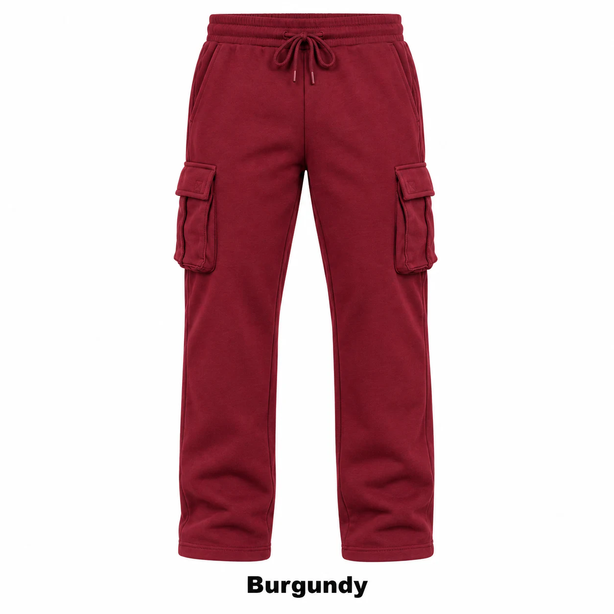 Burgundy straight-leg cargo sweatpants option