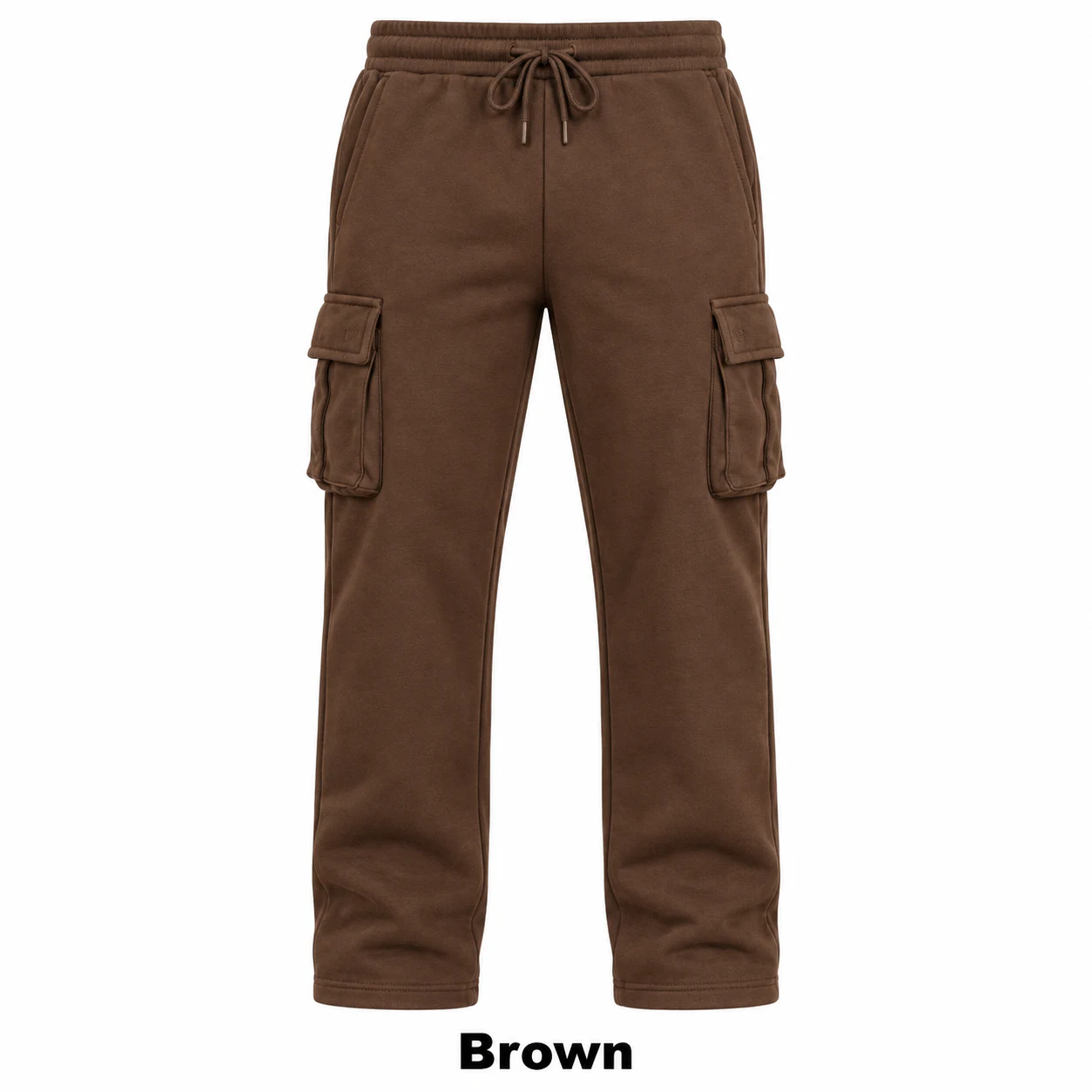 Brown straight-leg cargo sweatpants option
