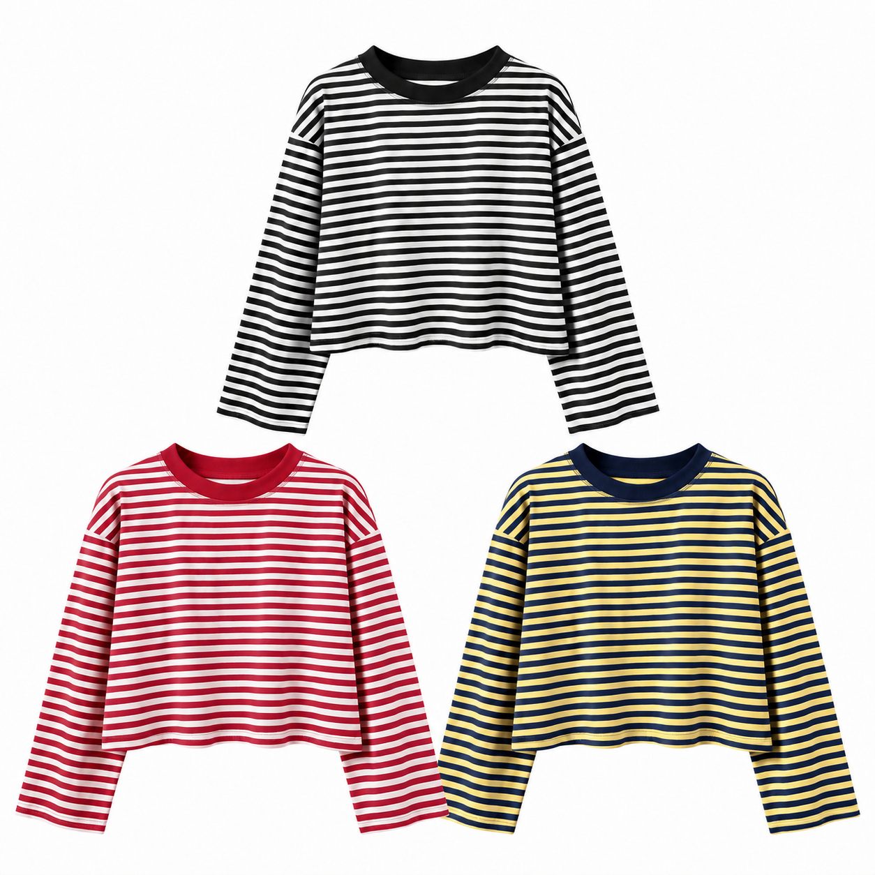 Three-pack Classics in Black and White, Red and White, and Yellow and Navy