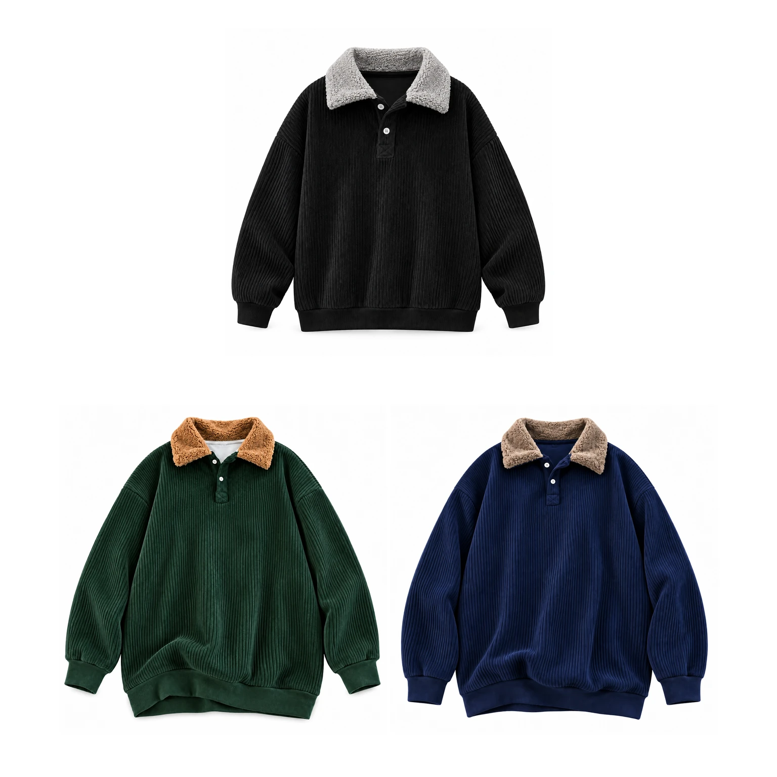 Three-Pack Deep Tones in Black, Dark Green and Navy Blue