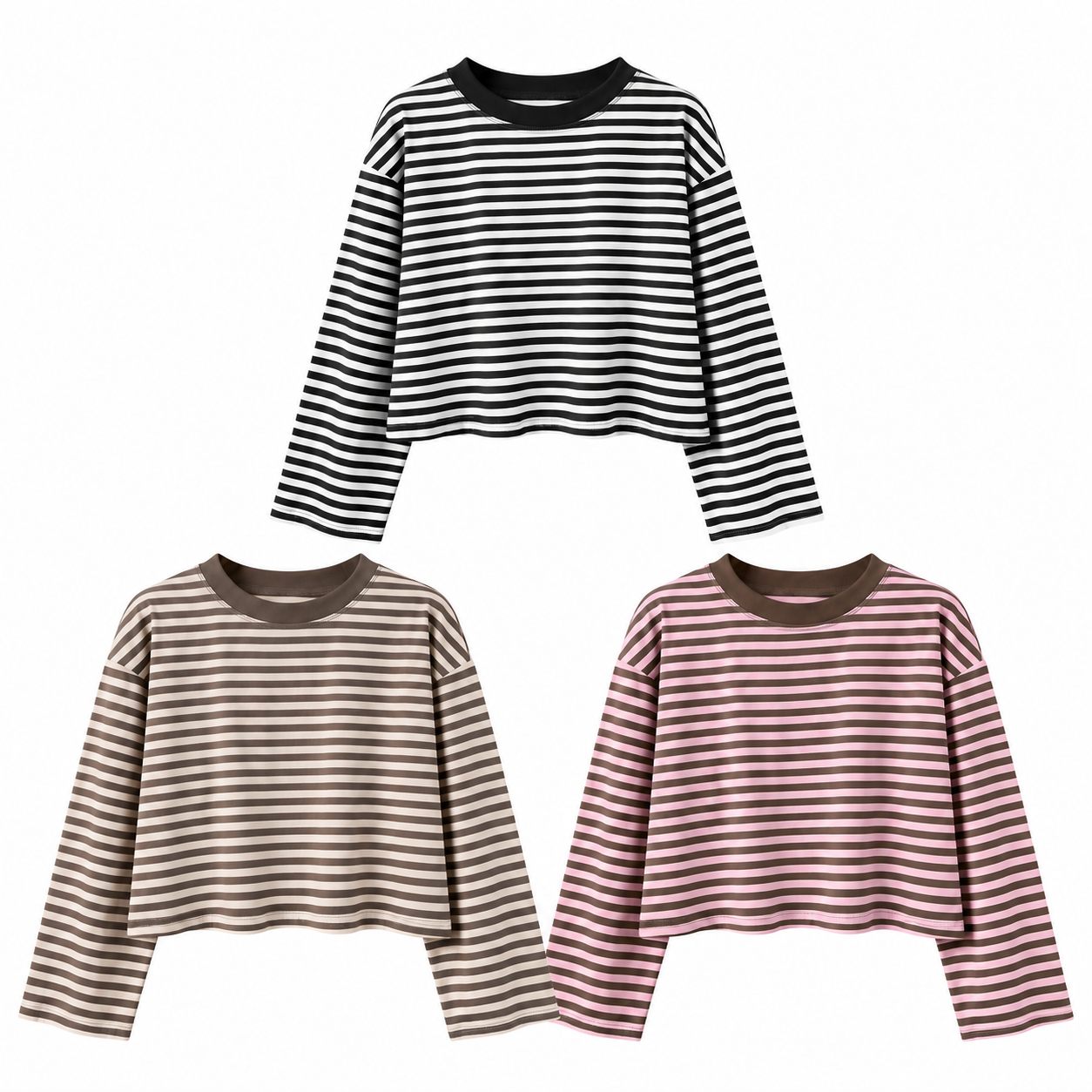 Three-pack Neutrals in Black and White, Khaki and Taupe, and Pink and Brown