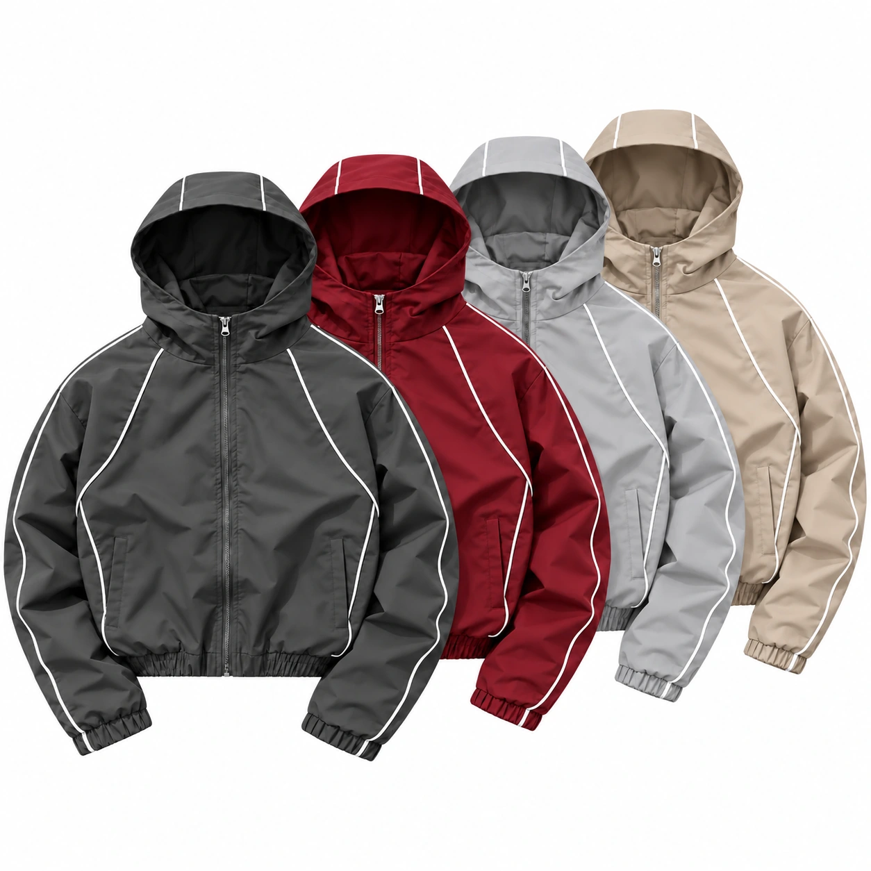 4-Color Set B hooded reflective piping jacket