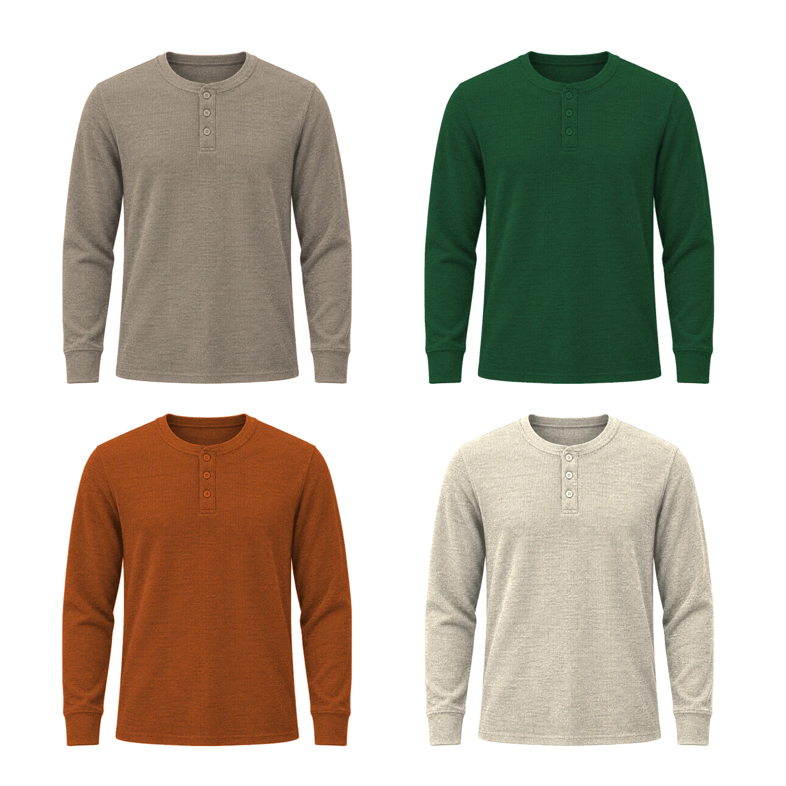 4-Pack Earth Set men's waffle Henley option