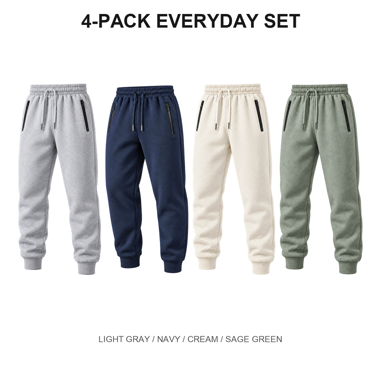 4-Pack Everyday Set men's polar fleece jogger pants