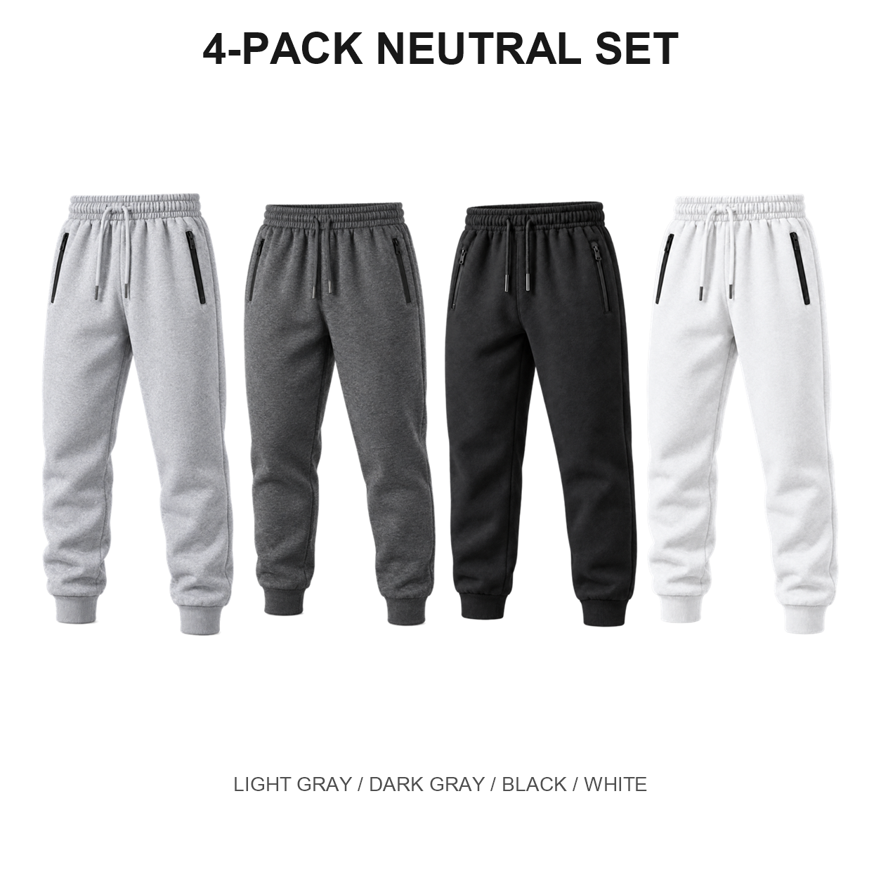 4-Pack Neutral Set men's polar fleece jogger pants
