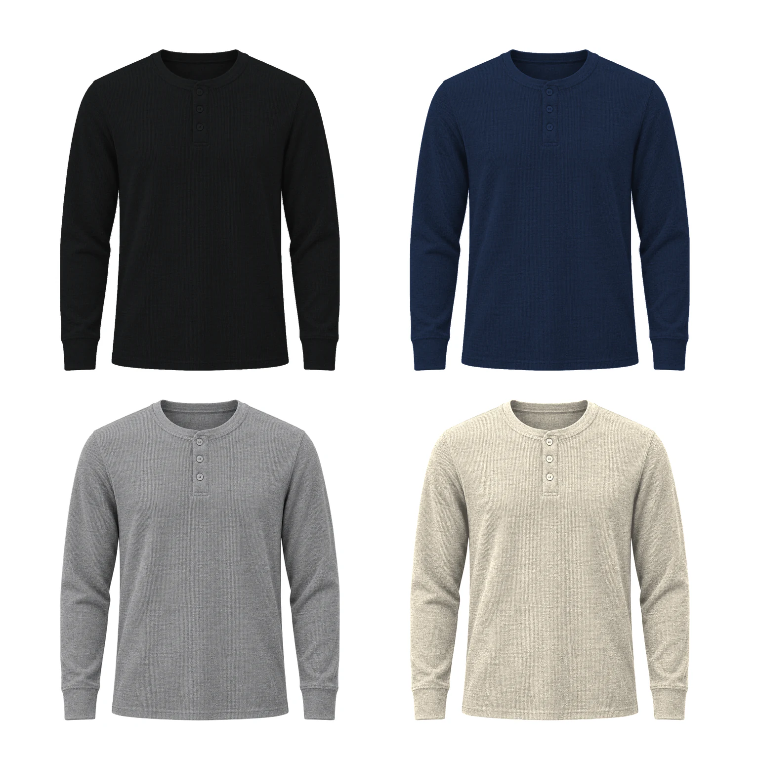 4-Pack Neutral Set men's waffle Henley option