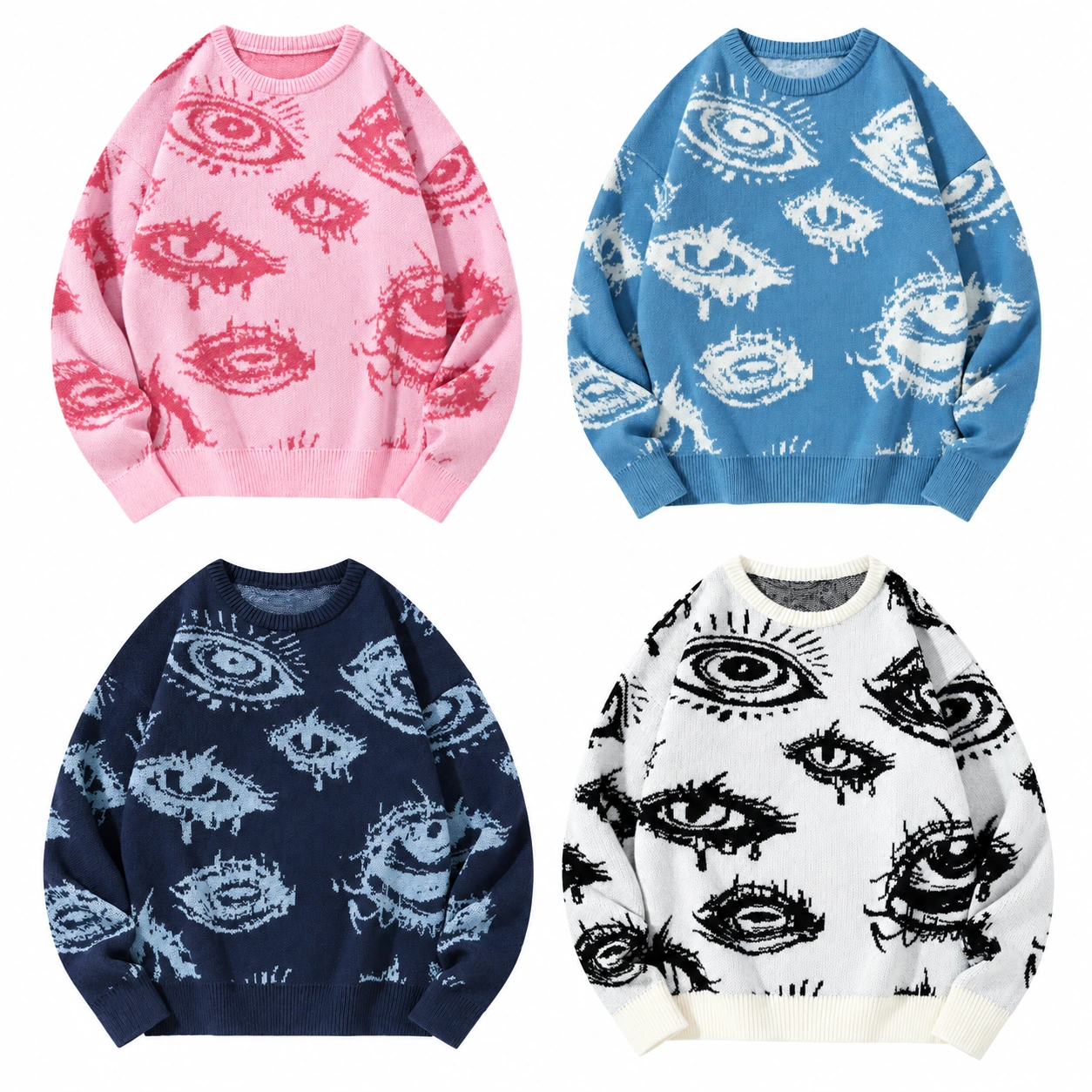 4pack color set eye pattern knit pullover option