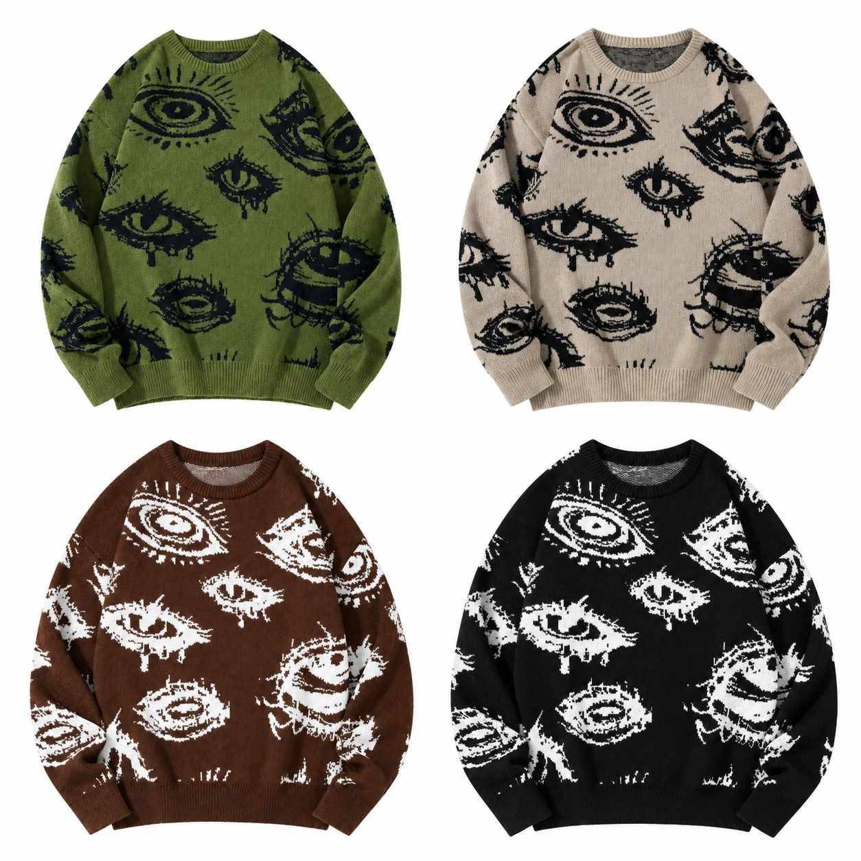 4pack earth set eye pattern knit pullover option